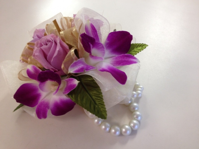 Wristlet -  Dendrobium Orchids, Spray Roses