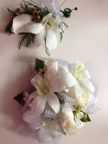 Wristlet & Boutonnière - Orchid, Spray Rose