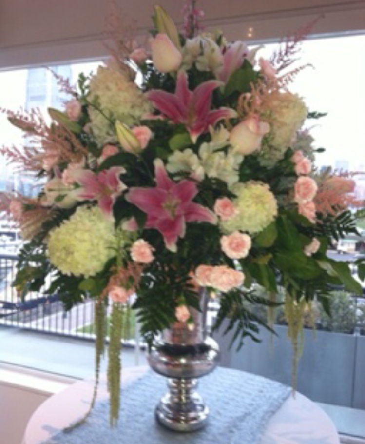 Pink and white wedding Ceremony flowers