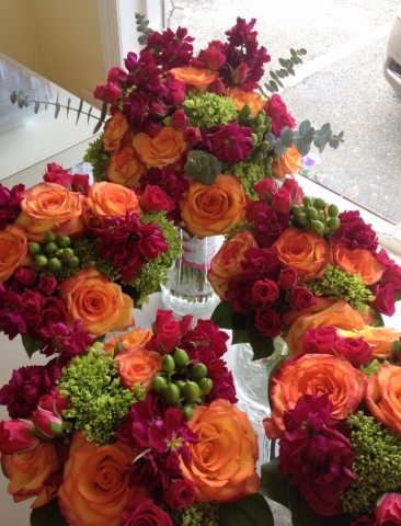 Colorful bridal bouquets