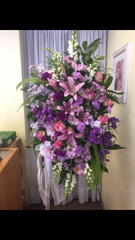 Standing Spray - All Purple, Lilies, Roses, Ferns